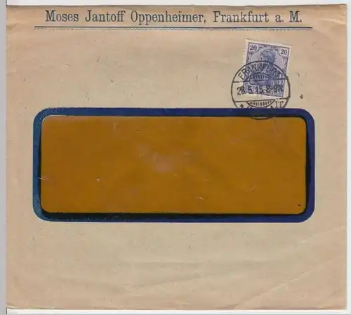 (B97) Bedarfsbrief Moses Jantoff Oppenheimer Frankfurg DR 1915 Mi 87 I
