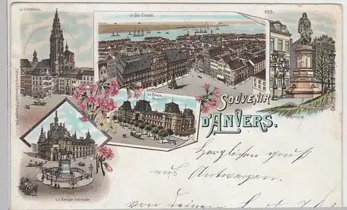 (114654) AK Antwerpen, Souvenir d'Anvers, Litho vor 1905