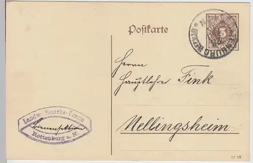 (113101) Ganzsache Dienstsache, Landw. Bezirks-Verein Rottenburg a.N. 1915