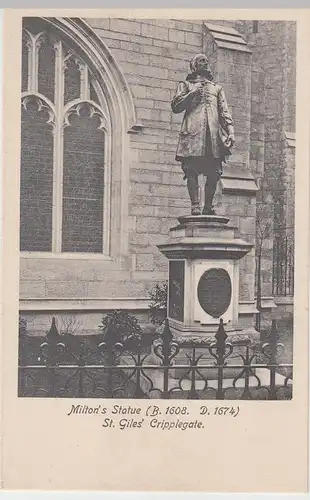 (110294) AK London, St Giles-without-Cripplegate, Milton's statue, vor 1945