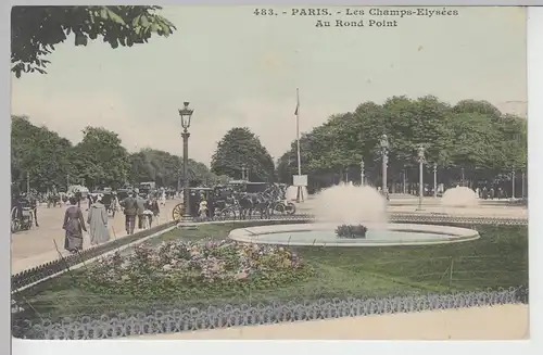 (110205) AK Paris, Champs Elysées, Au Rond Point, Pferdekutschen, vor 1945