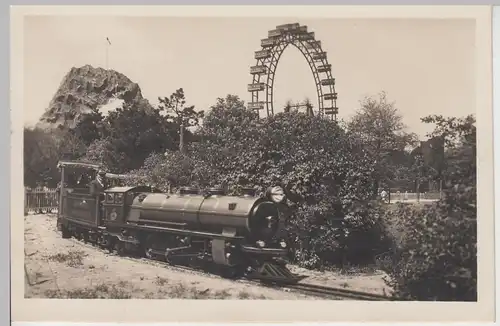 (105381) AK Wien, Prater, Liliputbahn, Dampflok vor Riesenrad, 1920/30er