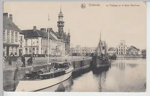 (105375) AK Ostende, La Pilotage et la Gare Maritime, Feldpost 1916