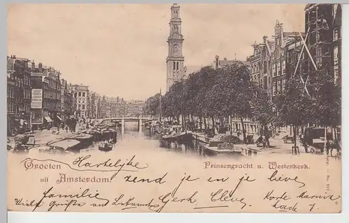 (105366) AK Amsterdam, Prinsengracht u. Westerkerk, 1898