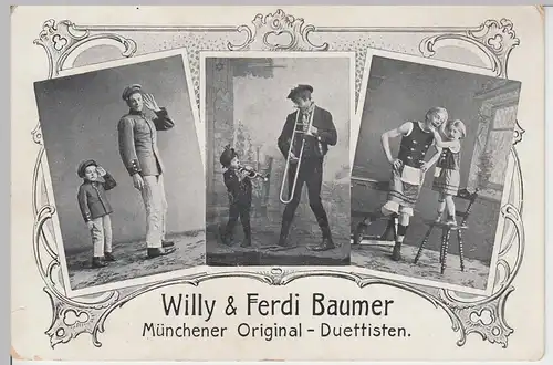 (104923) AK Varieté, Willy & Ferdi Baumer, Münchener Duettisten, vor 1945