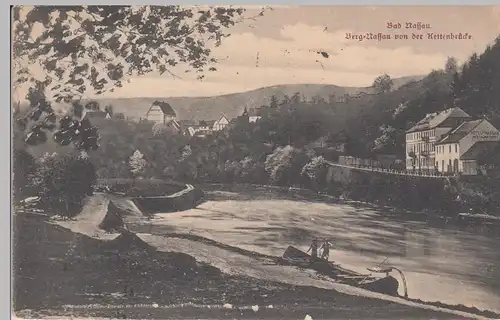 (104245) AK Bad Nassau, Berg Nassau von der Kettenbrücke, 1909