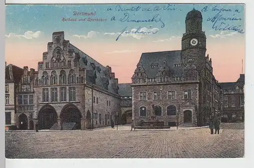 (104195) AK Dortmund, Rathaus und Sparkasse 1923