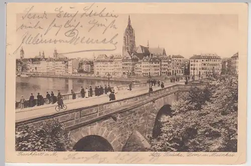 (104146) AK Frankfurt a.M., Alte Brücke, Dom und Mainkai, 1911
