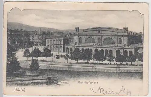(104006) AK Zürich, Bahnhofsplatz, vor 1905