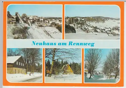 (102162) AK Neuhaus am Rennweg, Mehrbildkarte Wintermotive 1986