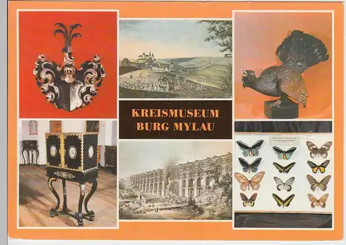 (102015) AK Mylau, Mehrbildkarte Burg, Kreismuseum 1988