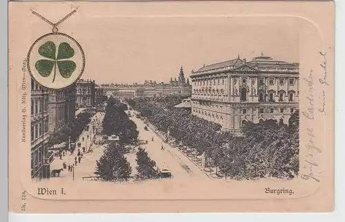 (101598) AK Wien, Burgring, geprägtes 4-Blatt-Kleeblatt um 1900