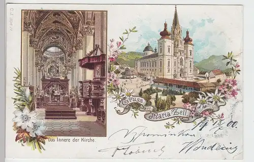 (101096) AK Gruß aus Mariazell, Basilika, Inneres, Litho 1900