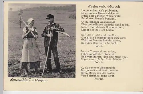 (100294) AK Westerwälder Trachtenpaar, Bauern, Feldpost 1939