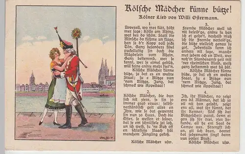 (100260) AK Liedkarte, Kölsche Mädcher künne bütze!, vor 1945
