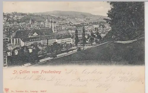 (100222) AK St. Gallen, Blick vom Freudenberg, 1900