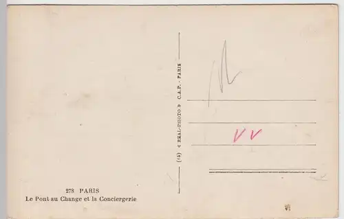 (100187) AK Paris, Le pont au Change et la Conciergerie, vor 1945