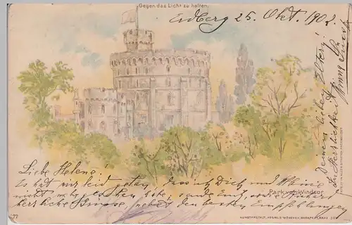 (100060) AK Windsor Castle, Halt gegen das Licht Karte 1902