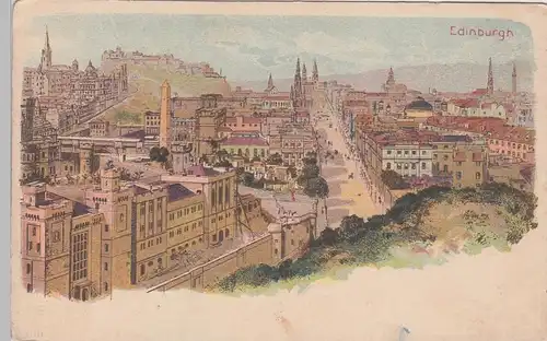 (100059) AK Edinburgh, Schottland, Stadtansicht, Litho bis um 1905