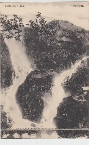 (98714) AK Hardanger, Laatefos, Odda, Wasserfall, vor 1945