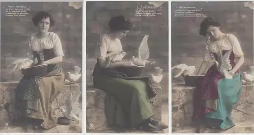 (98421) AK junge Frau als Aschenbrödel, coloriert, 3 Karten aus Serie 1911