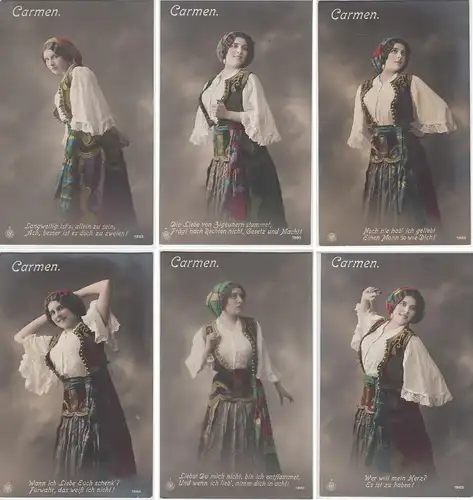 (98392) AK junge Frau a. Carmen, Spruch, coloriert, 6 Karten a. Serie 1911