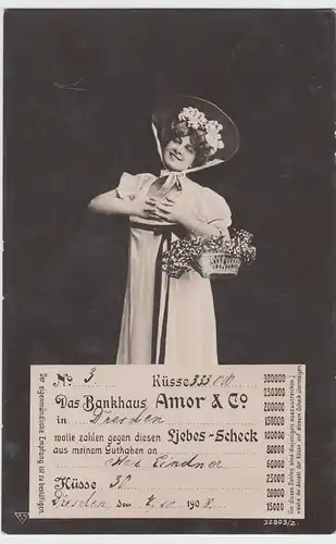 (98388) AK Grußkarte Liebes-Scheck, 1908