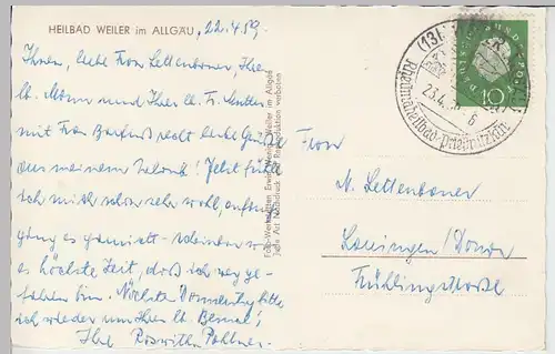 (98182) AK Heilbad Weiler im Allgäu, 1959