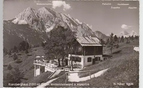 (98181) AK Kranzberghaus gegen Wettersteinwand und Alpspitze, nach 1945