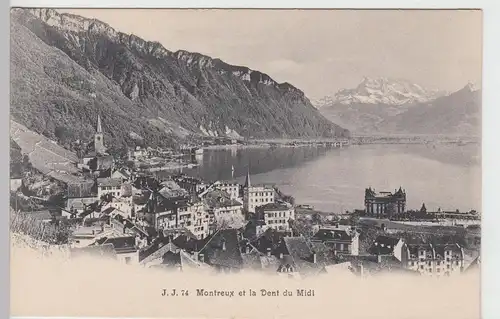 (97707) AK Montreux, Waadt, Panorama, Dents du Midi, bis um 1905