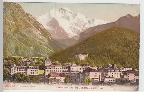(97704) AK Interlaken, Panorama mit Jungfrau 1907