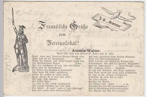 (97070) AK Grußkarte vom Verein J.V. Arminia, mit Arminia-Walzer vor 1905