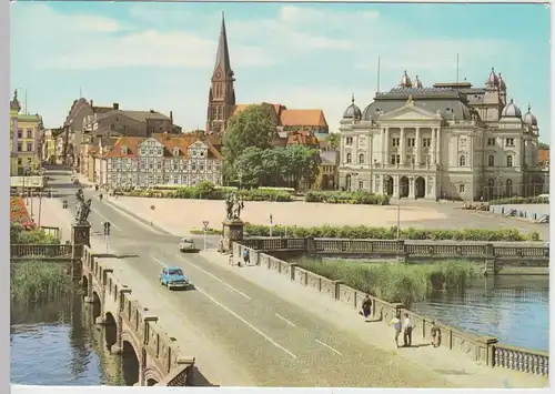 (96677) AK Schwerin, Dom und Theater, 1976