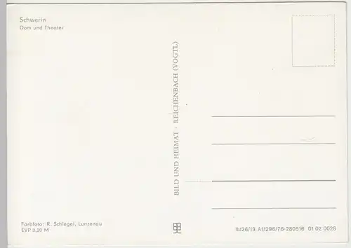 (96677) AK Schwerin, Dom und Theater, 1976