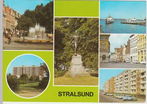 (96501) AK Stralsund, Mehrbildkarte, 1982