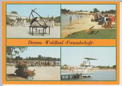 (96370) AK Dessau, Mehrbildkarte Waldbad Freundschaft, 1989