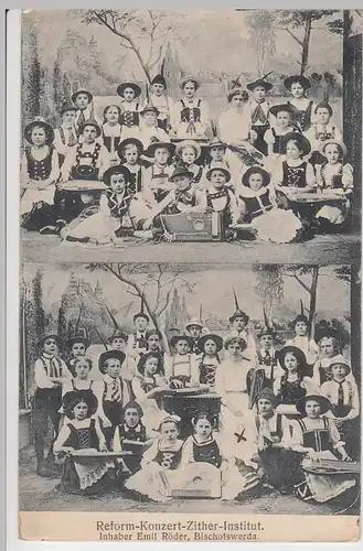 (94517) AK Kinder Musiker, Reform-Konzert-Zither-Institut Bischofswerda, um 1910