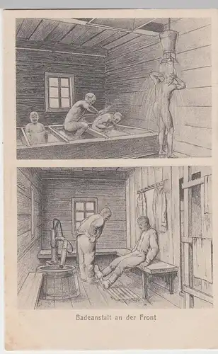 (94433) AK Feldpostkarte -Badeanstalt an der Front 1914-18