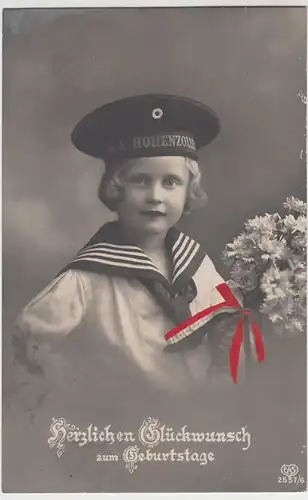 (94171) AK Glückwunsch Geburtstag, Kind in Matrosenuniform 1917