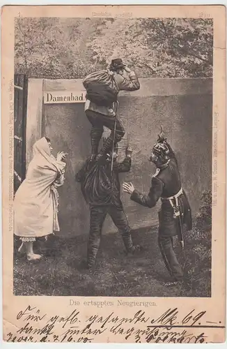 (94068) AK Männer schauen ins Damenbad -Die ertappten Neugierigen-, 1900