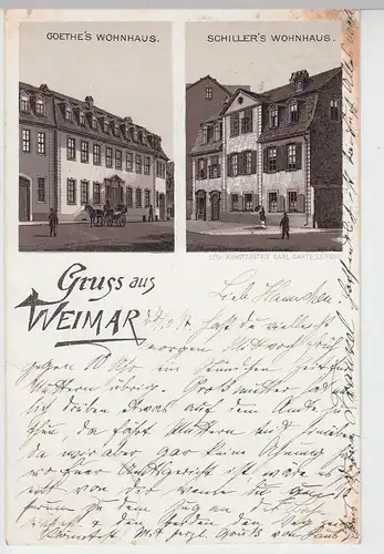 (94006) AK Gruss aus Weimar, Goethe's u. Schiller's Wohnhäuser, Litho 1897