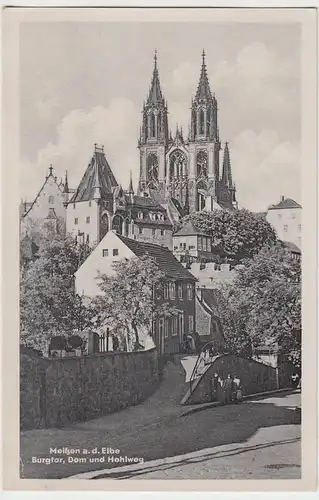 (93984) AK Meißen, Burgtor, Dom und Hohlweg, 1957