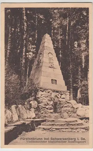 (93947) AK Fürstenbrunn bei Schwarzenberg i.Sa., Denkmal vor 1945