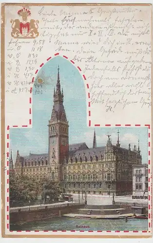 (93896) AK Hamburg, Rathaus, Golddruck 1901