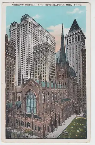(93871) AK New York City, Trinity Church and skyscrapers, vor 1945