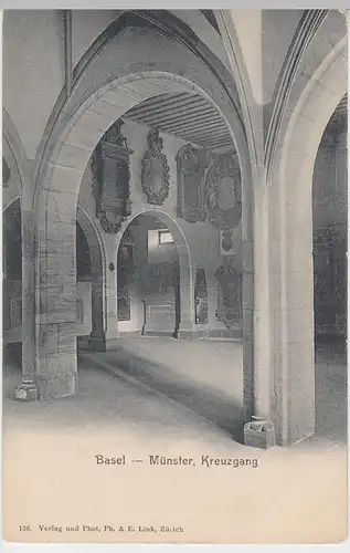 (93858) AK Basel, Münster, Kreuzgang vor 1905