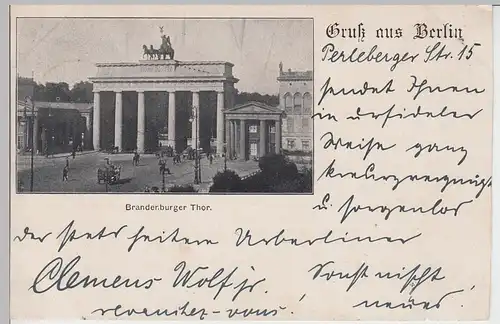 (93738) AK Gruß aus Berlin, Brandenburger Tor 1898