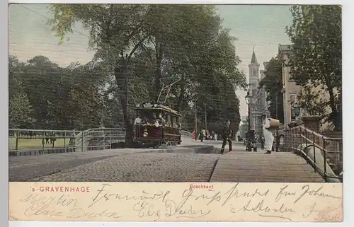 (93721) AK ’s-Gravenhage, Den Haag, Boschkant, tram, 1906