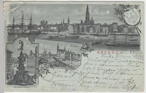 (93712) AK Anvers, Antwerpen, Mondschein Litho 1898