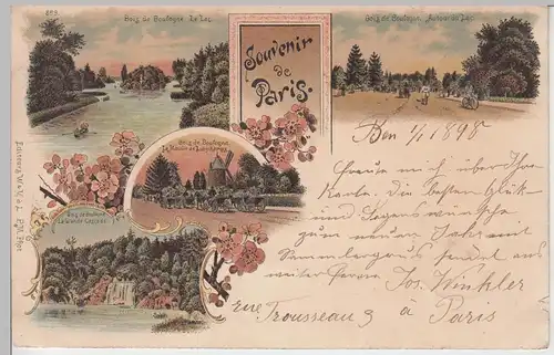 (93638) AK Souvenir de Paris, Litho 1898